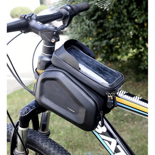 Bolsa para cuadro de bicicleta con soporte para teléfono negra 2 litros 4/7