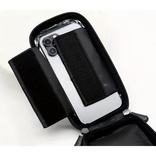 Bolsa para cuadro de bicicleta con soporte para teléfono negra 2 litros 5/7