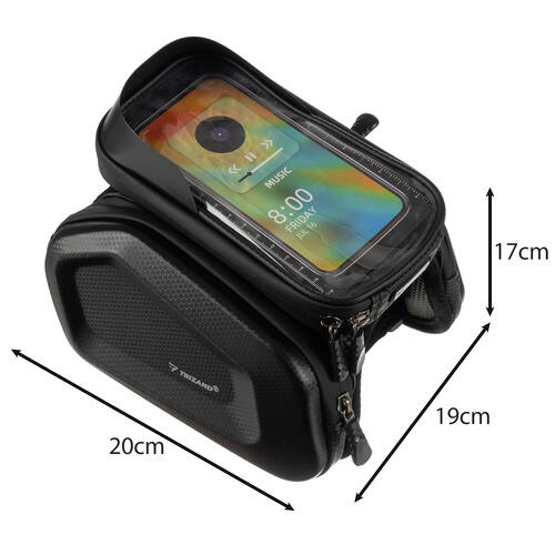 Bolsa para cuadro de bicicleta con soporte para teléfono negra 2 litros 7/7