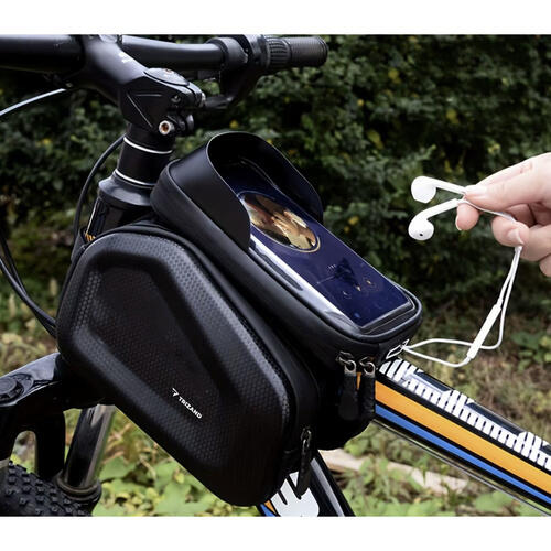 Bolsa para cuadro de bicicleta con soporte para teléfono negra 2 litros 2/7