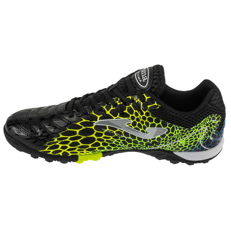 Ghete fotbal 904 MAXIMA turf, negru/galben fluo/verde, mărimea 44