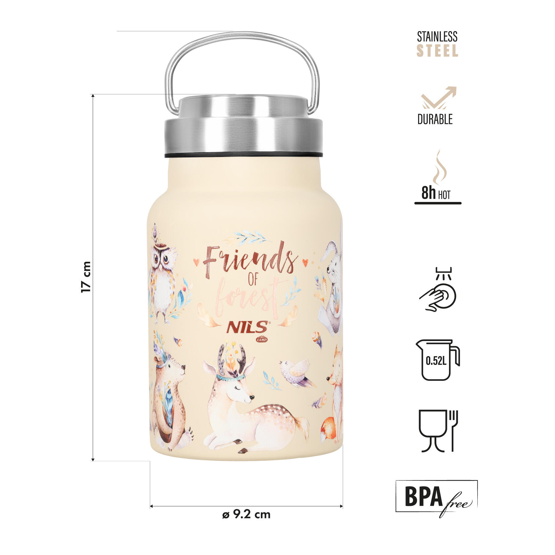Gourde en acier inoxydable 520 ml – Forest NC3806 NILS CAMP 2/7