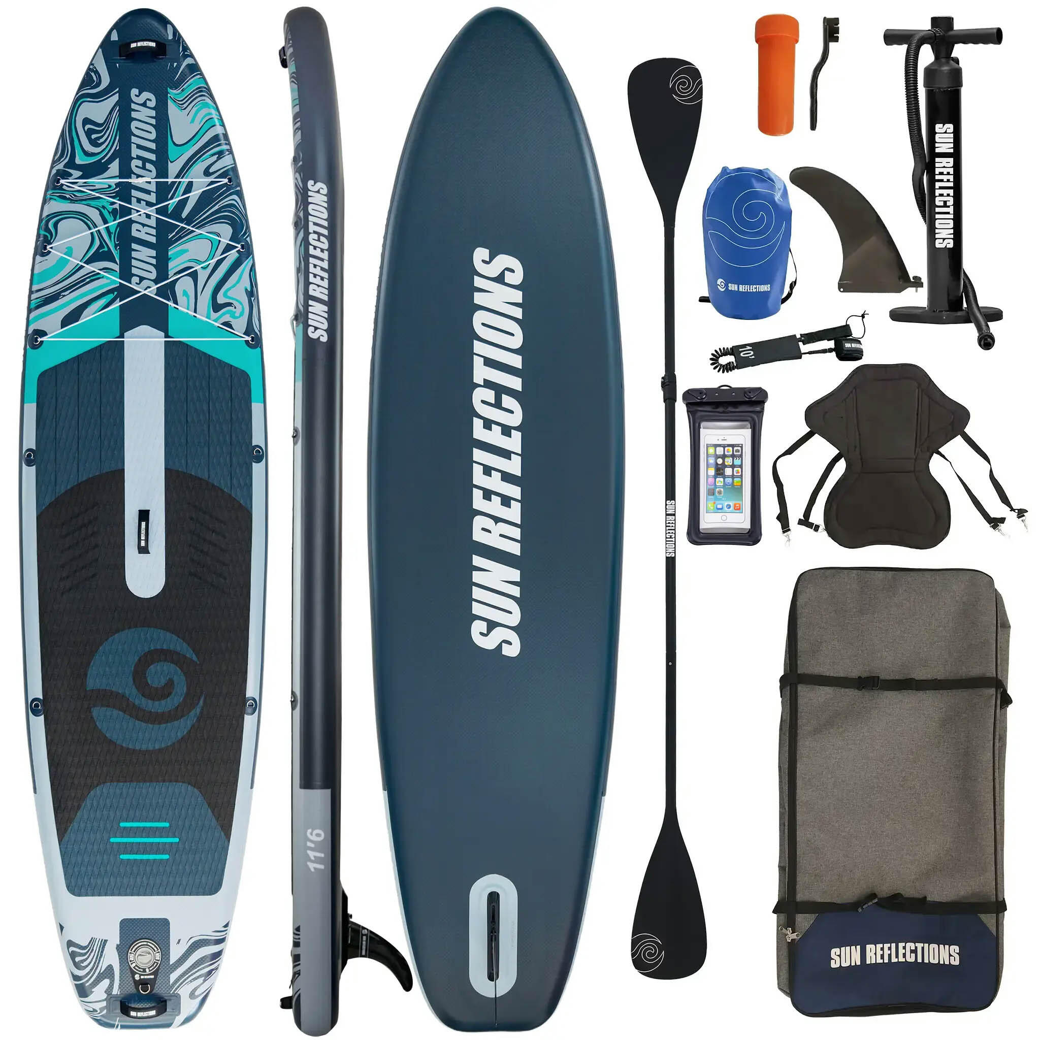 CAMPSUP Nafukovací paddleboard Sun Reflections L 11'6" Combo Forest Grey