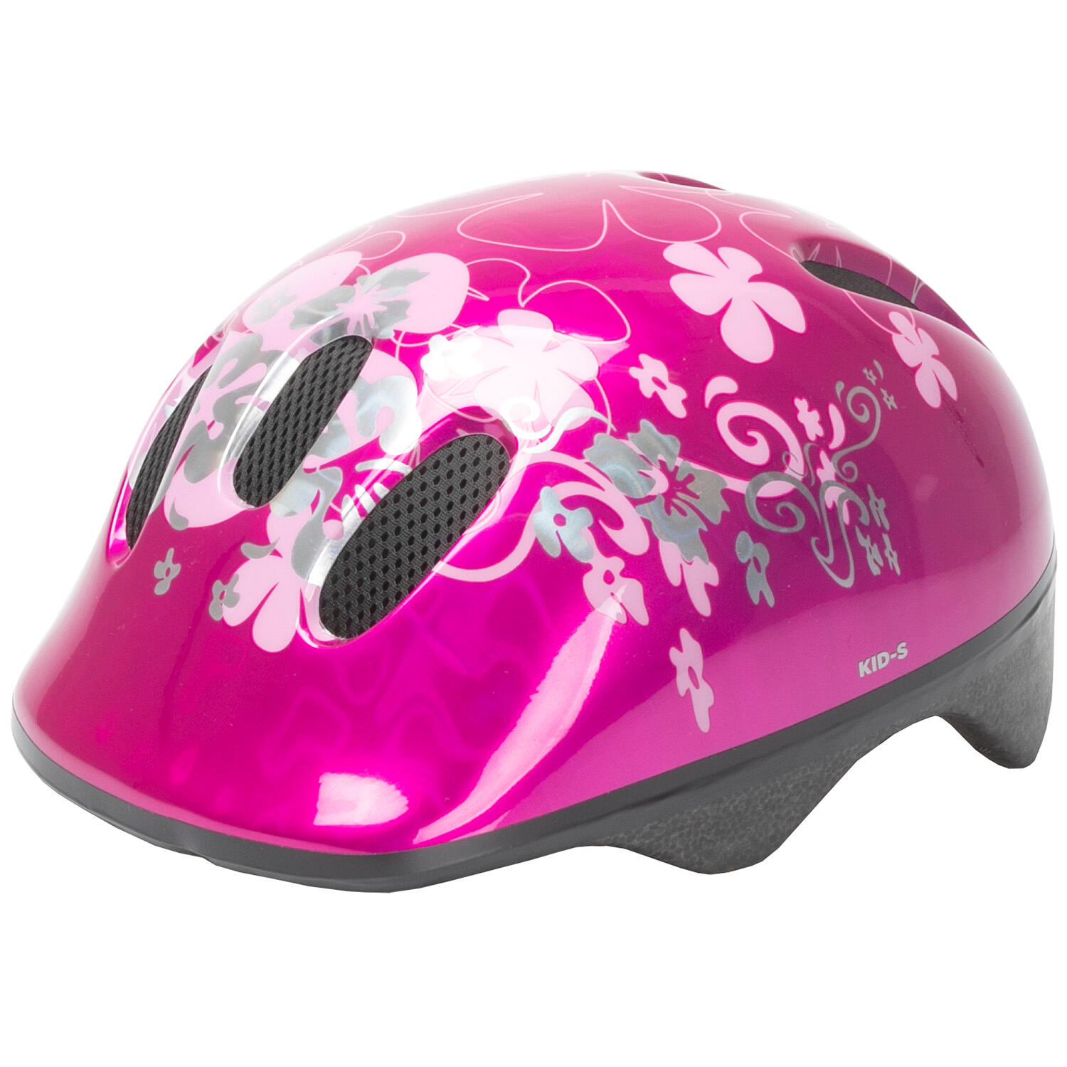 M-WAVE Kids/Childs Girls Scooter/Bike/Bicycle Helmet S 52-57cm - Pink Flower Design