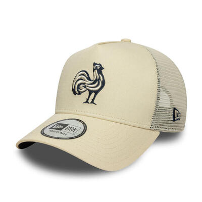 New era seasonal trucker rugby frankrijk pet beige en marine