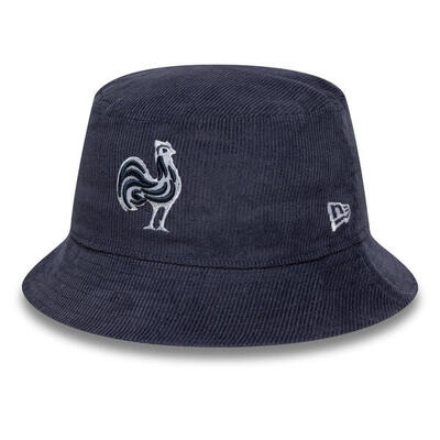 New era corduroy bucket hat frankrijk xv rugby pet donkerblauw