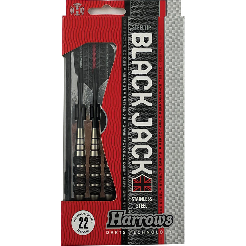 Harrows Black Jack Supergrip Flight Stainless Steel Tip Darts