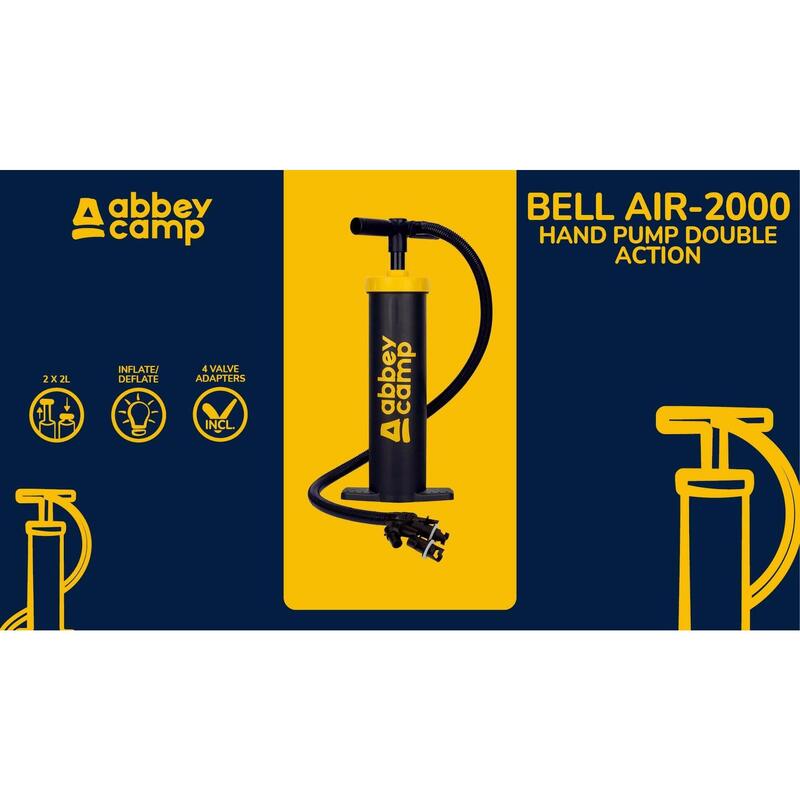 Pompa de mână Abbey Bell Air 2000, acțiune dublă, negru/galben