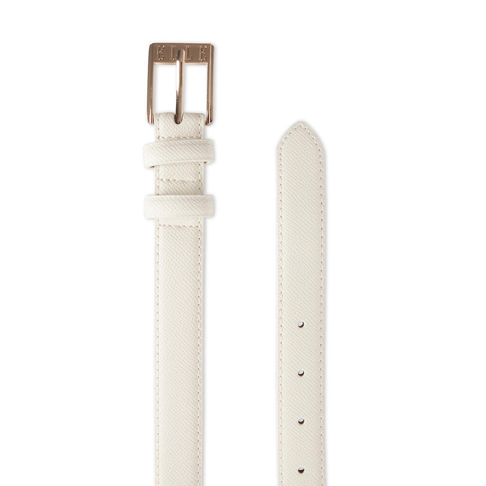 Elle Women's Chloe Branded Jean Style Belt White Texture