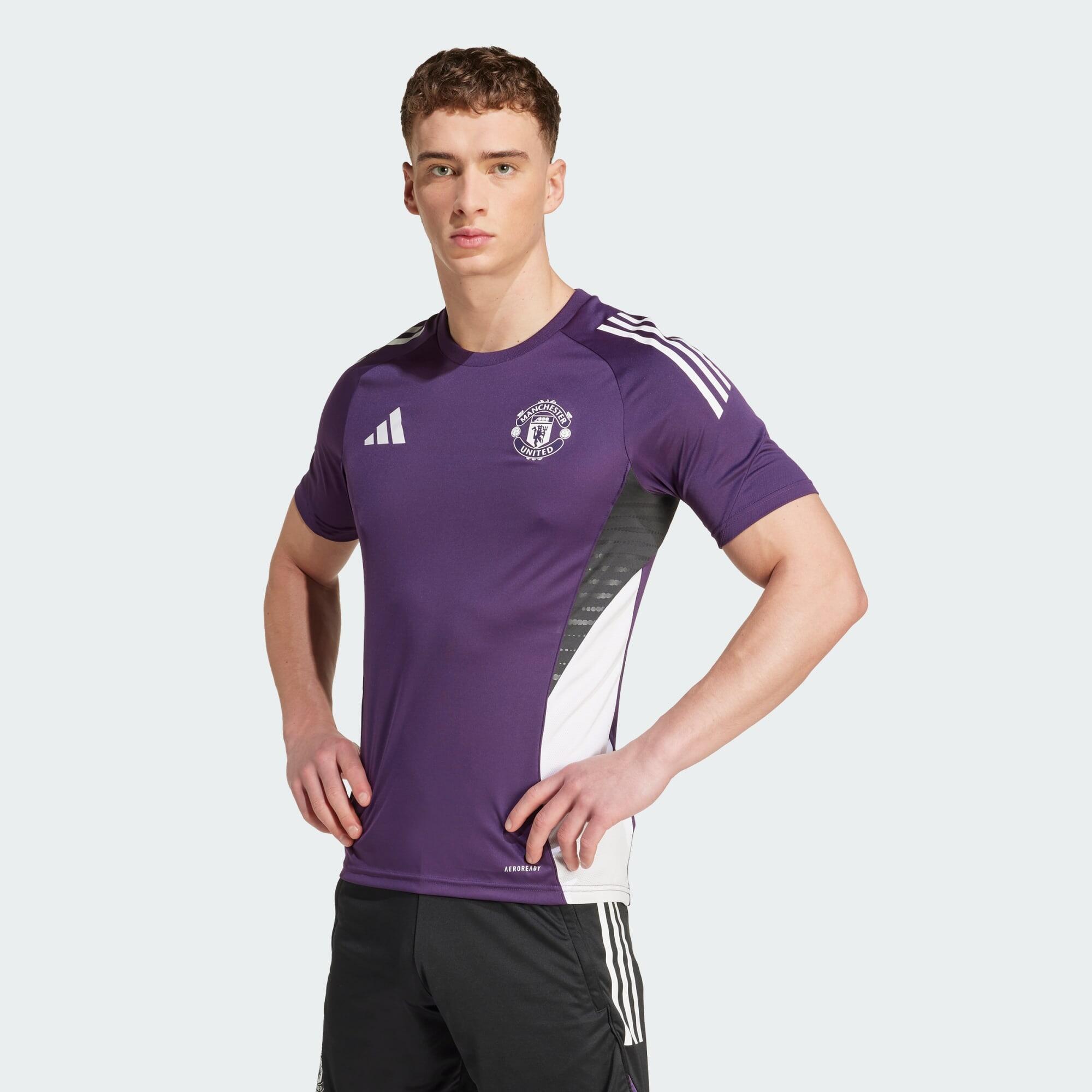 Adidas - Maillot D'Entraînement Manchester United Tiro 25 Competition - Maillot Manches Courtes - Blanc|noir|violet - Decathlon