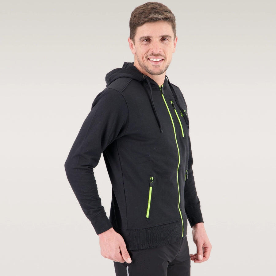 Veste à capuche Homme ULTRASOFT 87% coton coupe ajustée noire 5/7