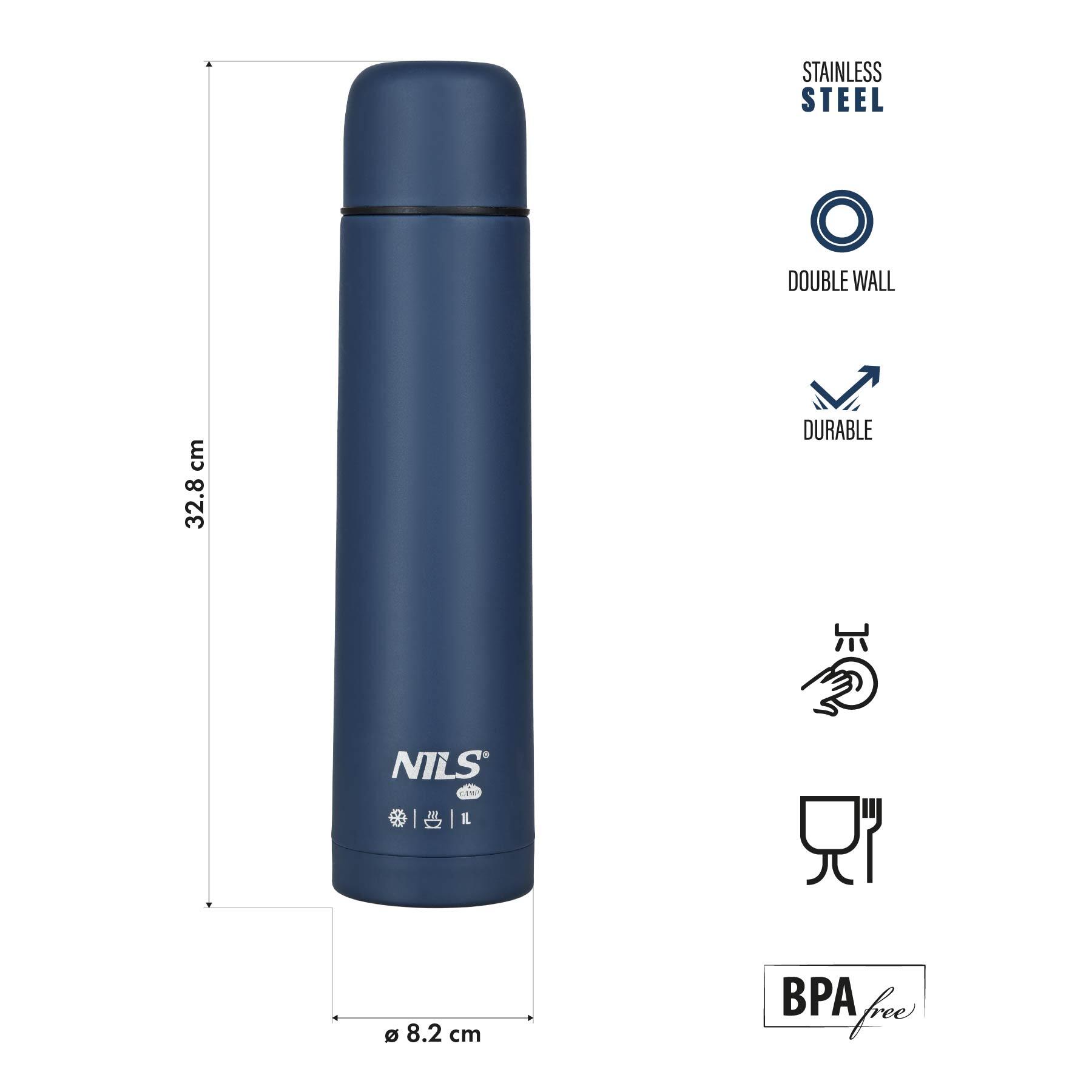 Reisthermosfles 1000 ml blauw NC3804 NILS CAMP 2/7