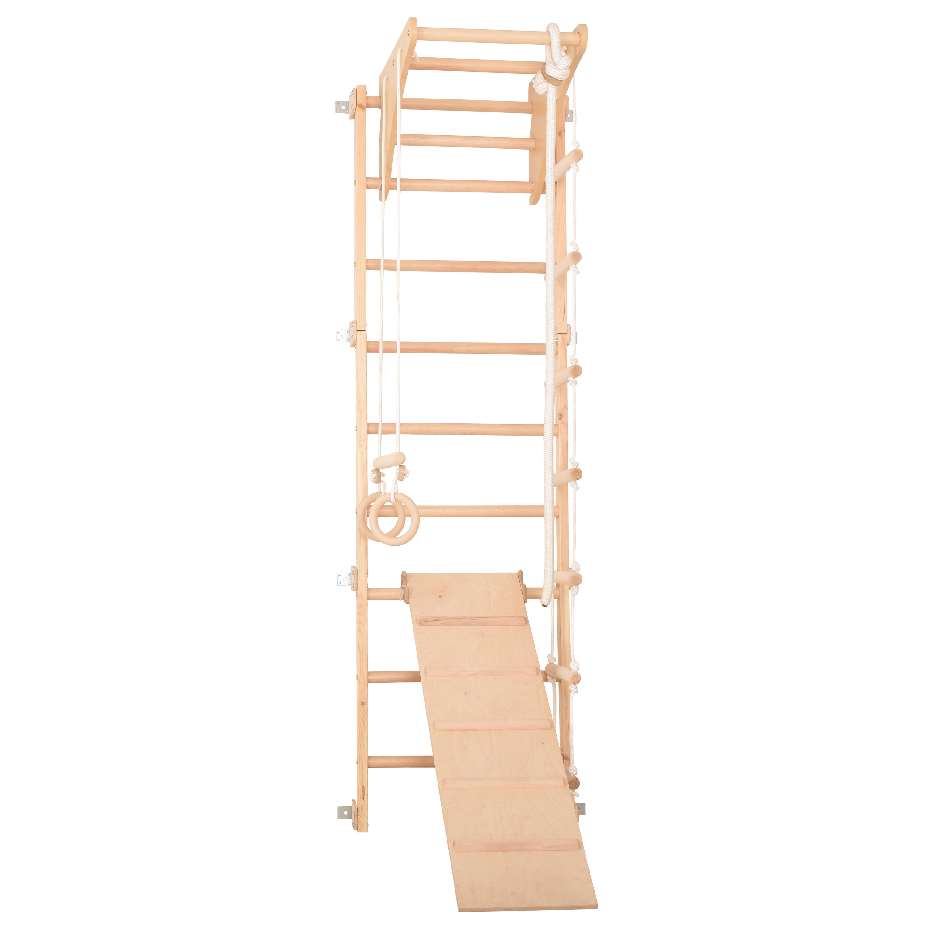 Kinderen/volwassenen fitness wandrek hout met helling Eco-pine+slide 5/7