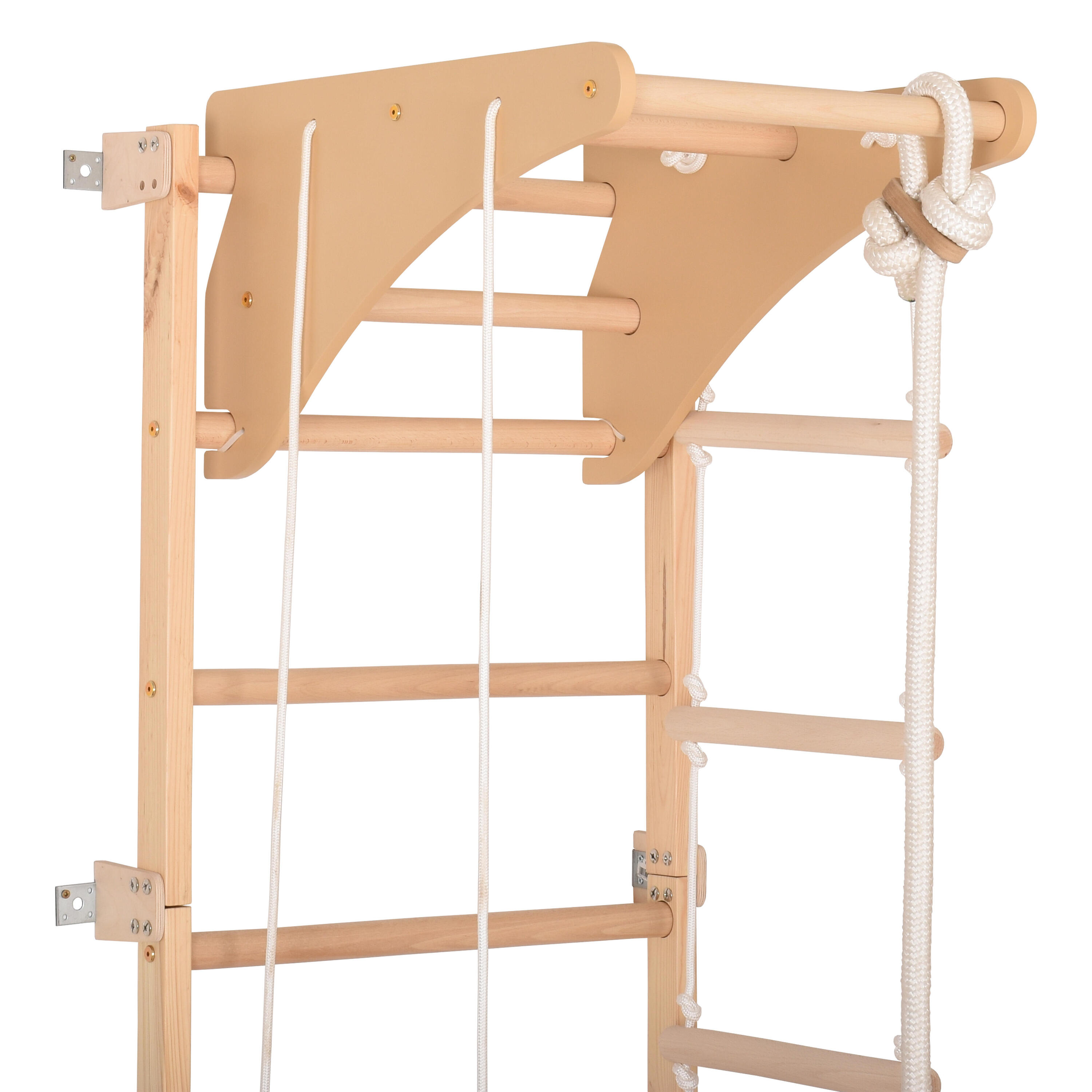 Kinderen/volwassenen fitness wandrek hout met helling Eco-pine+slide 6/7