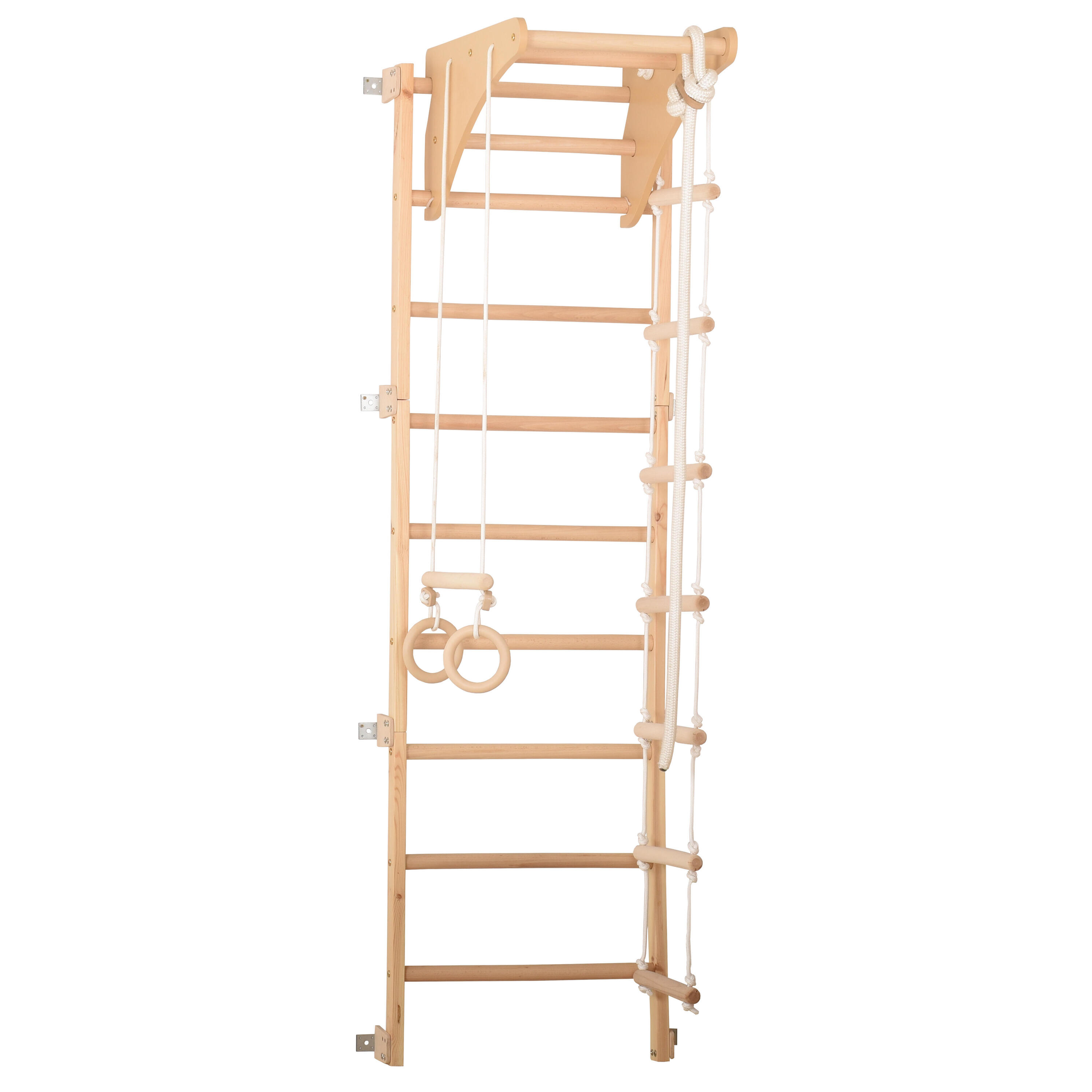 Kinderen/volwassenen fitness wandrek hout met helling Eco-pine+slide 3/7
