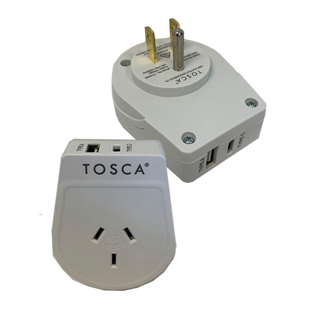Tosca OB Travel Power Adapter Converter Plug w/ USB A&C - USA
