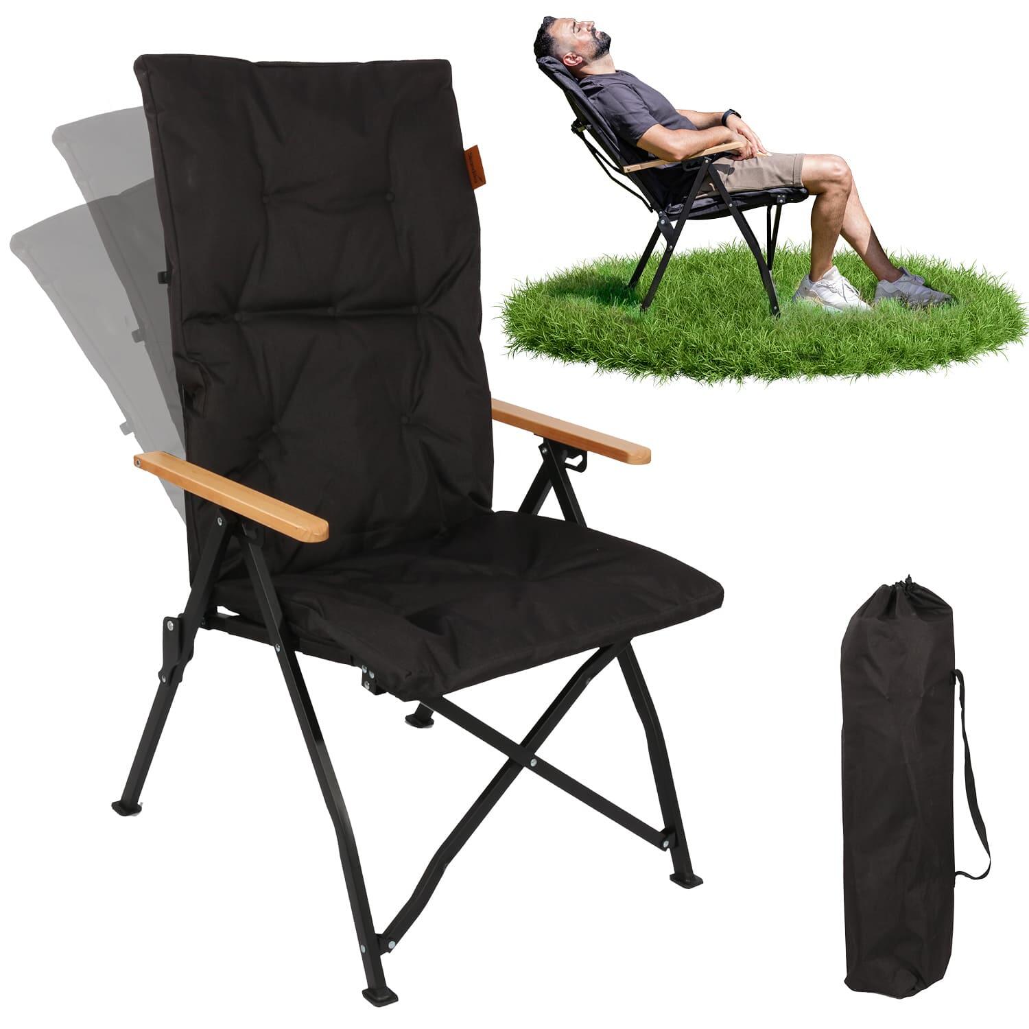 Skandika - Fauteuil Pliant Nojota - Chaise De Camping Avec Dossier Réglable En 3 Positions - Chaise - Noir - Taille Unique - Decathlon