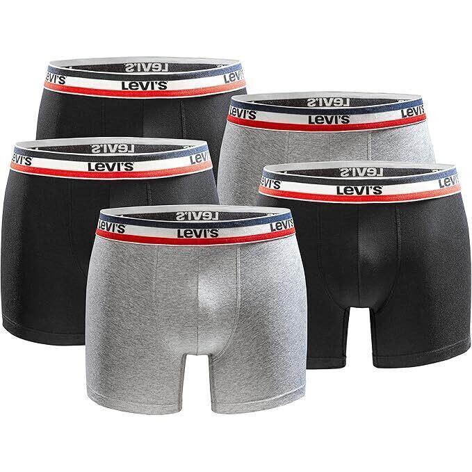 LEVI'S Boxershorts für Herren Levi's Boxers 5er-Pack schwarz grau Baumwolle