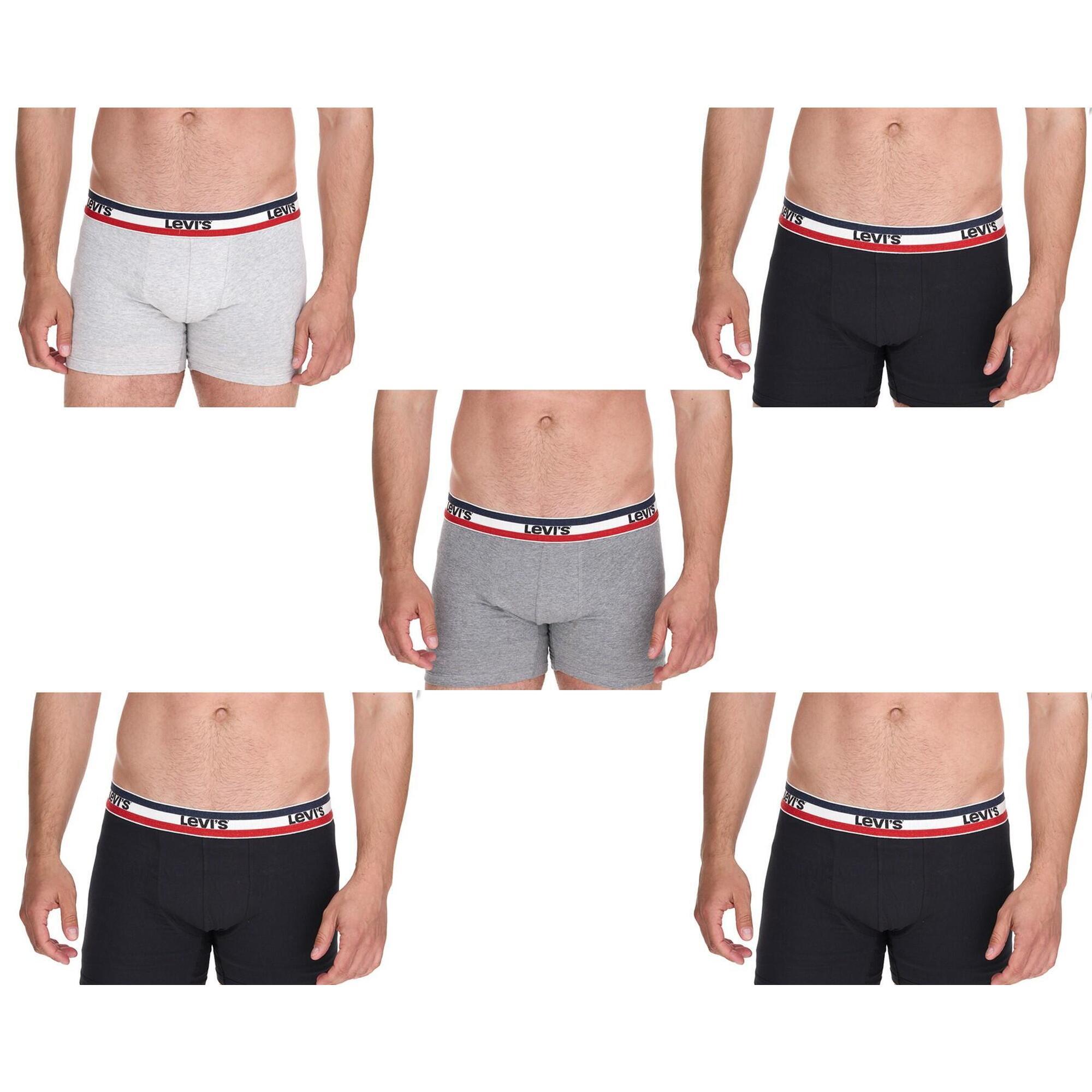 Bokserki majtki męskie Levi's Boxers 5-Pack czarne szare bawełna