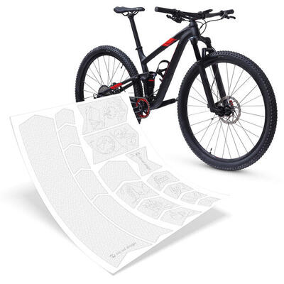 Aufkleber Schutzfolie Rahmenschutz MTB Transparent Glanz 17teilig dunkle Rahmen