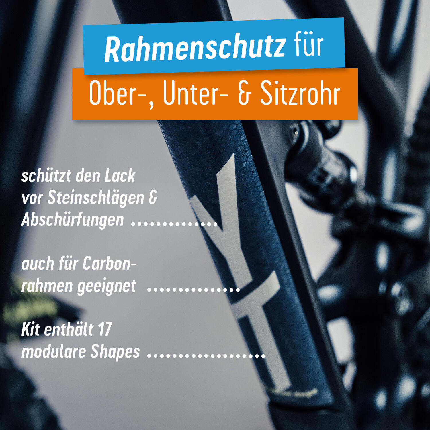 Aufkleber Schutzfolie Rahmenschutz MTB Transparent Matt 17-teilig
