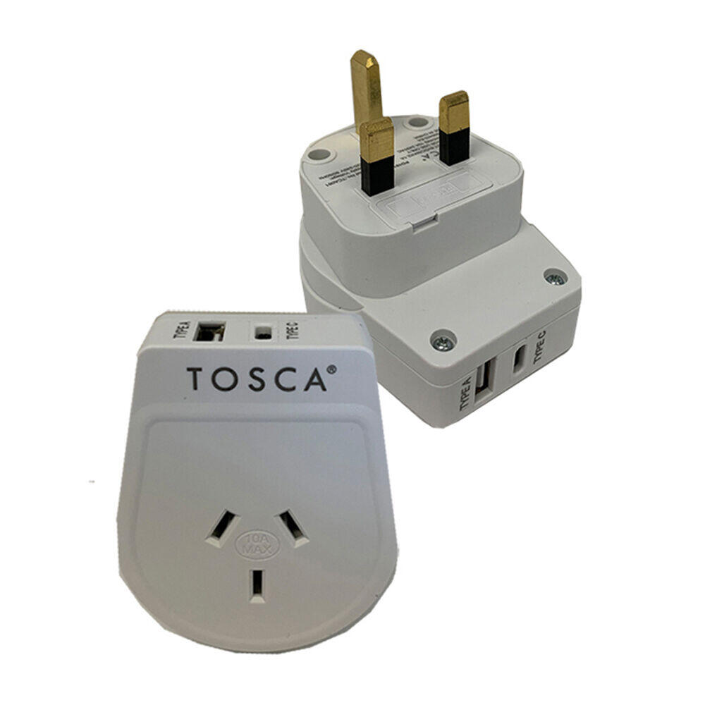 Tosca OB Travel Power Adapter Converter Plug w/ USB A&C - UK/HK