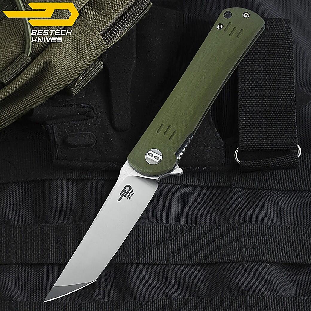 Bestech Couteau de Poche Kendo Vert Armee G10 D2 6/6