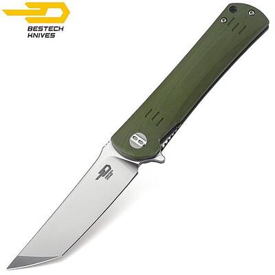 Bestech Couteau de Poche Kendo Vert Armee G10 D2