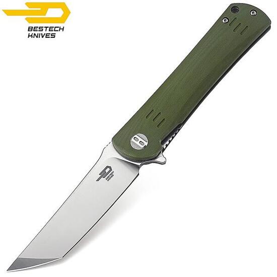 Bestech Couteau de Poche Kendo Vert Armee G10 D2