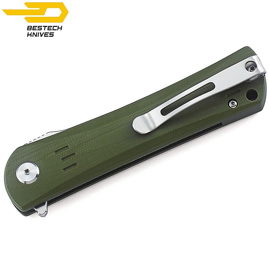 Bestech Couteau de Poche Kendo Vert Armee G10 D2 2/6