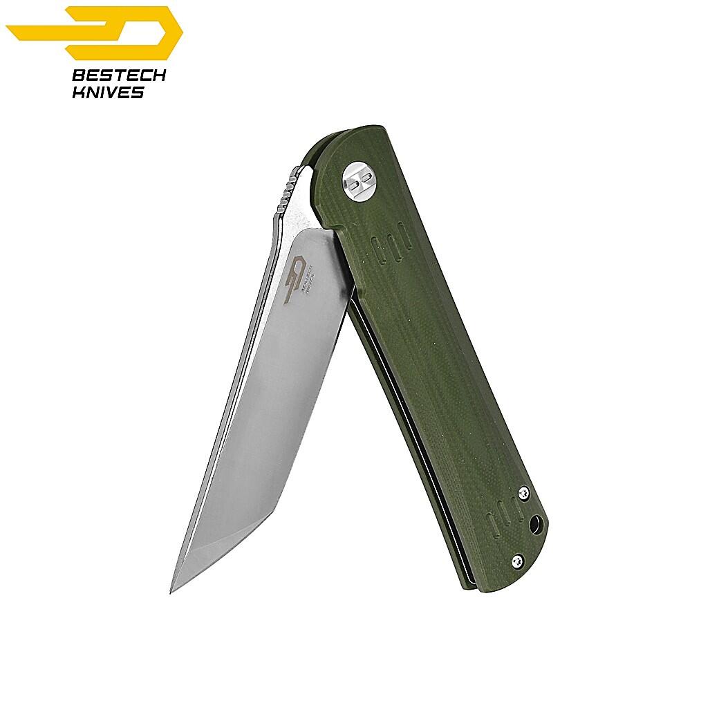 Bestech Couteau de Poche Kendo Vert Armee G10 D2 3/6