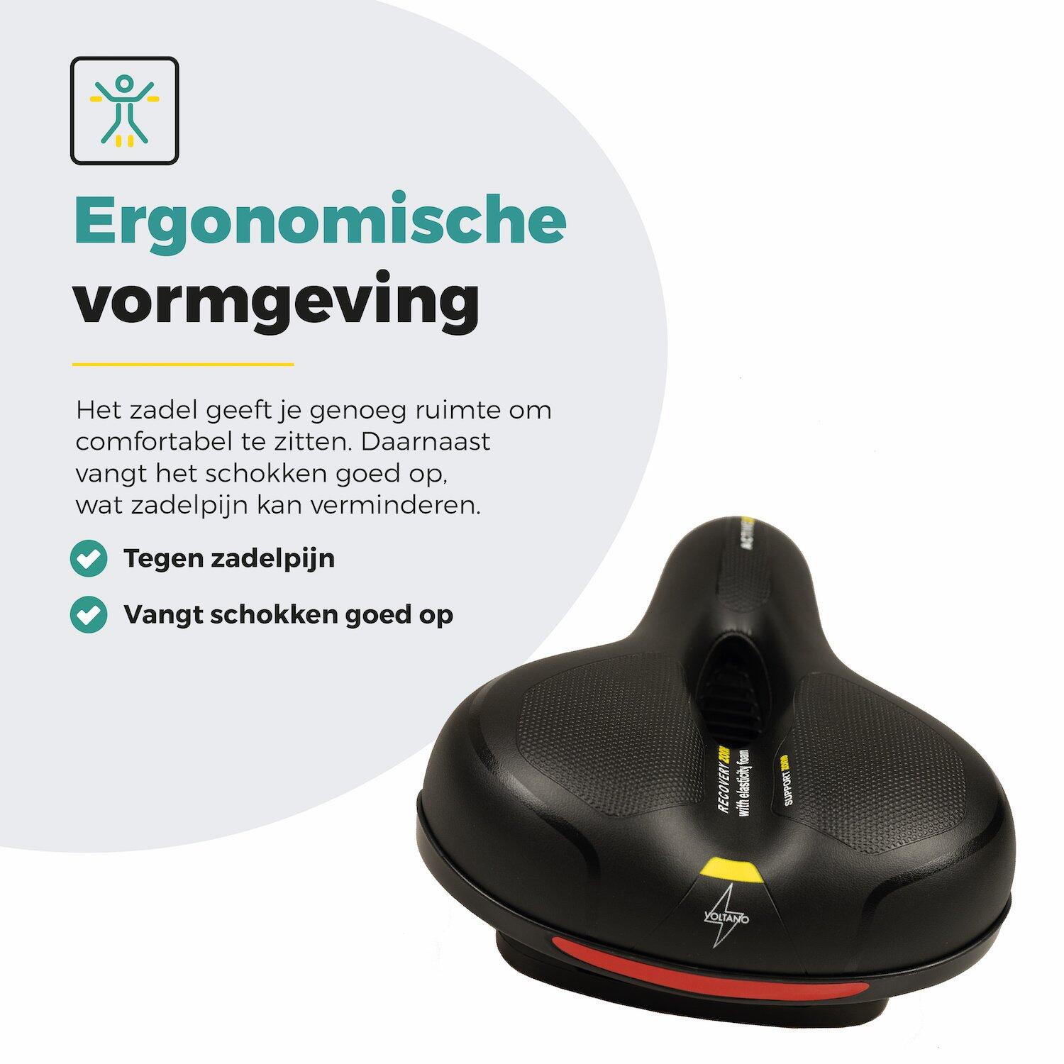 Voltano Fietszadel Met Gelpads - Zwart/Geel - Unisex -   Zadelstrop 4/7