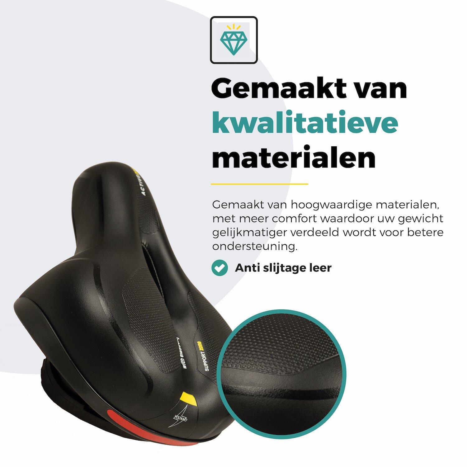 Voltano Fietszadel Met Gelpads - Zwart/Geel - Unisex -   Zadelstrop 5/7