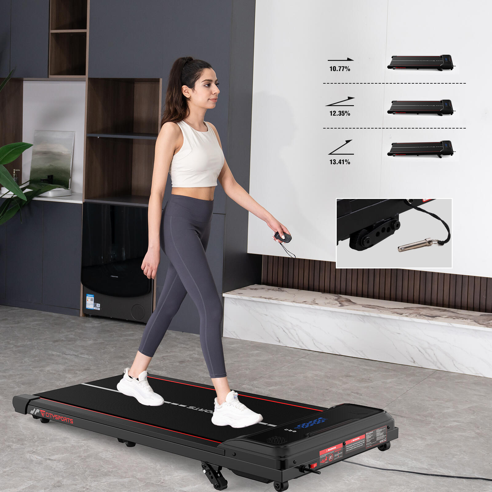 Cinta de Correr Con Inclinación de Hasta el 13.41 %-3 Posiciones,6,0km/h 2/7