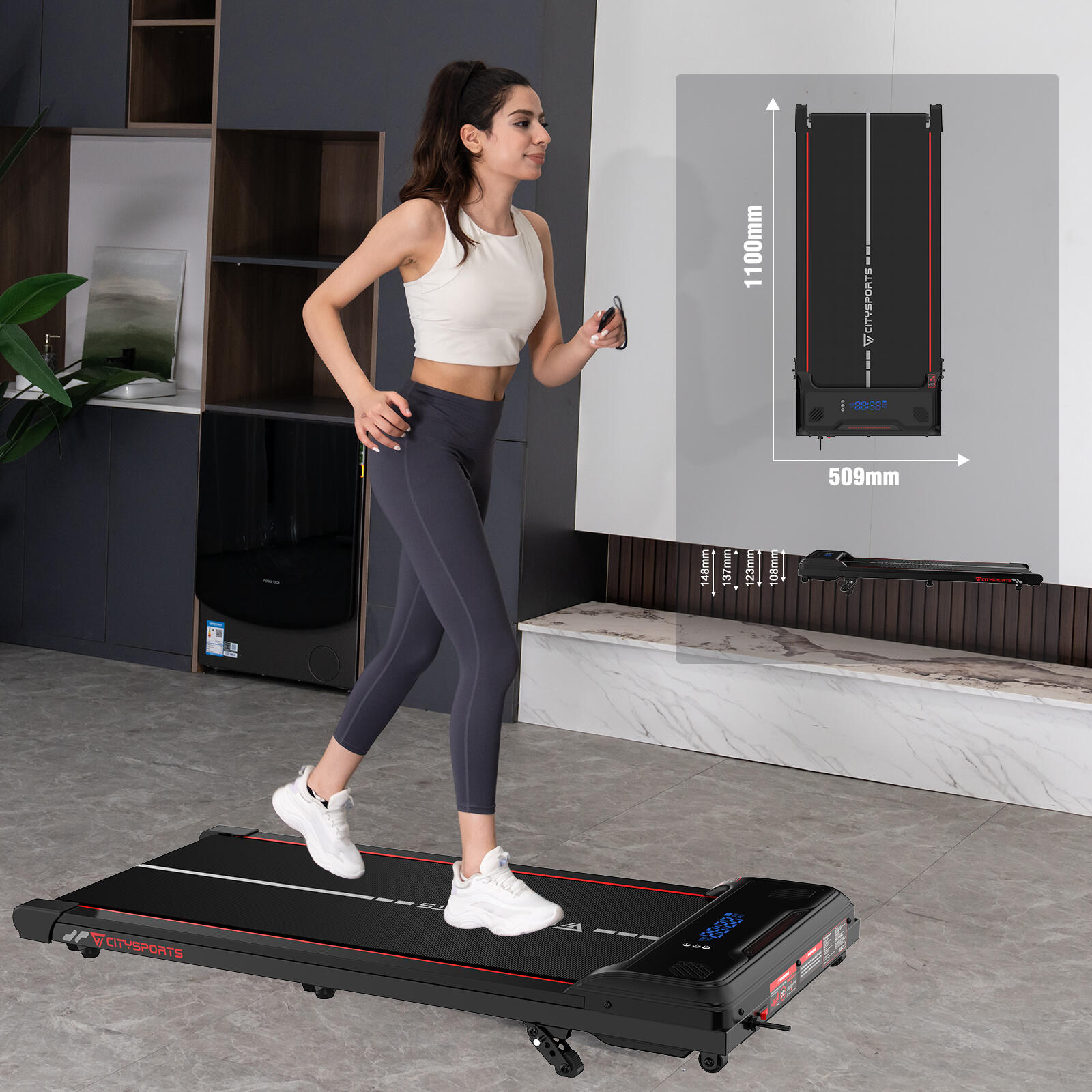 Cinta de Correr Con Inclinación de Hasta el 13.41 %-3 Posiciones,6,0km/h 3/7