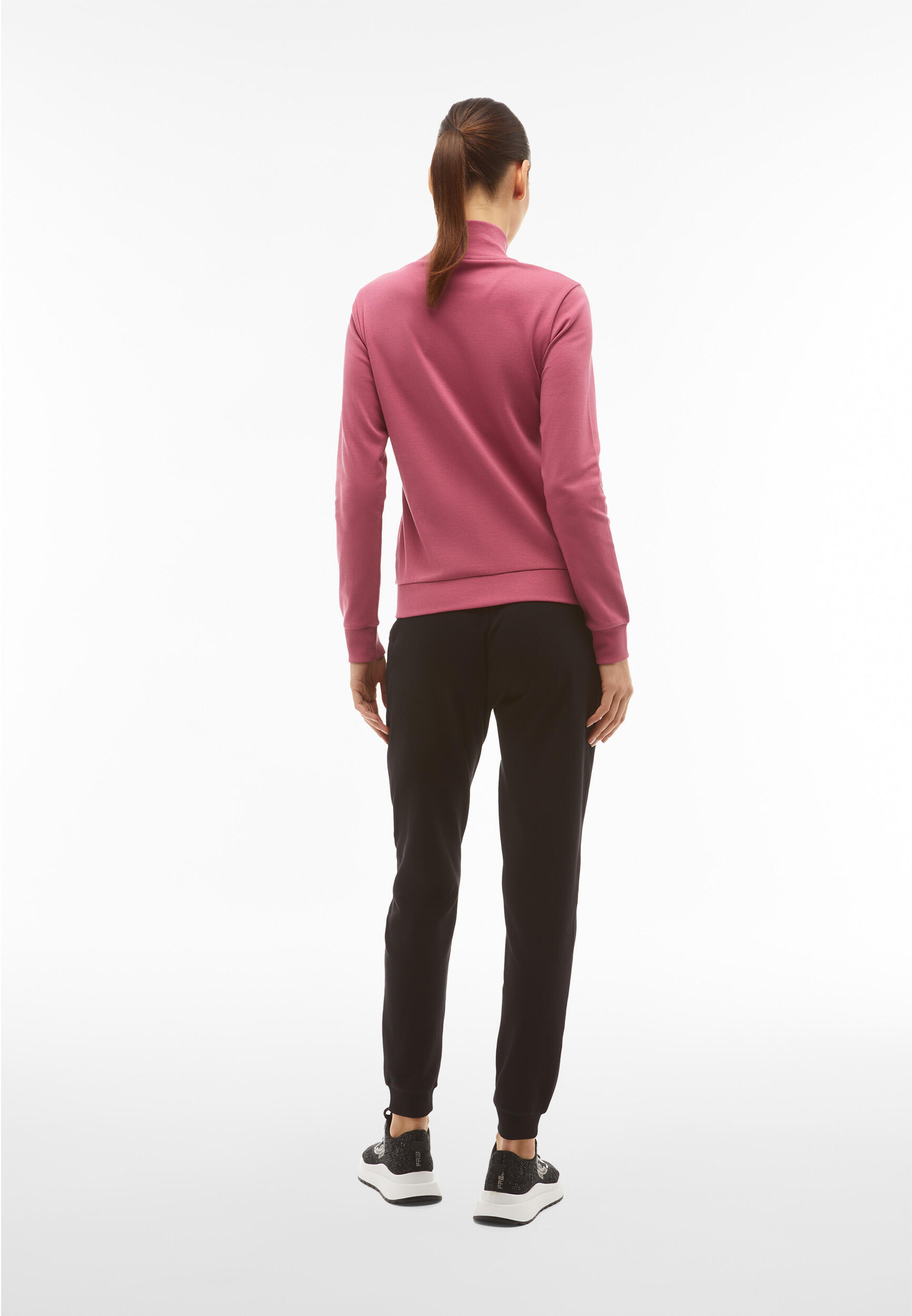 Tuta sportiva in interlock con felpa collo alto e zip 3/5