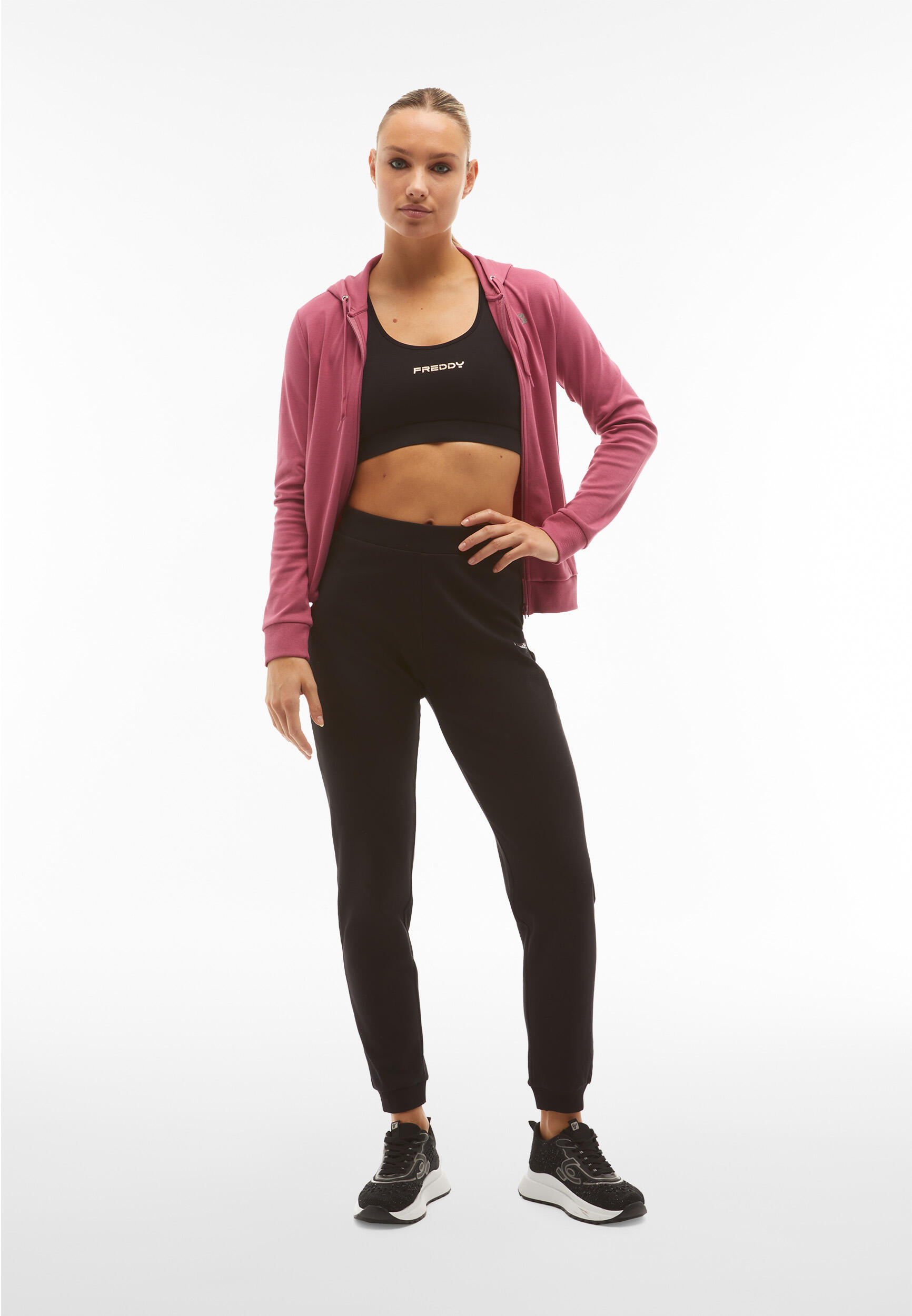 Tuta sportiva in interlock con felpa cappuccio e zip 2/5