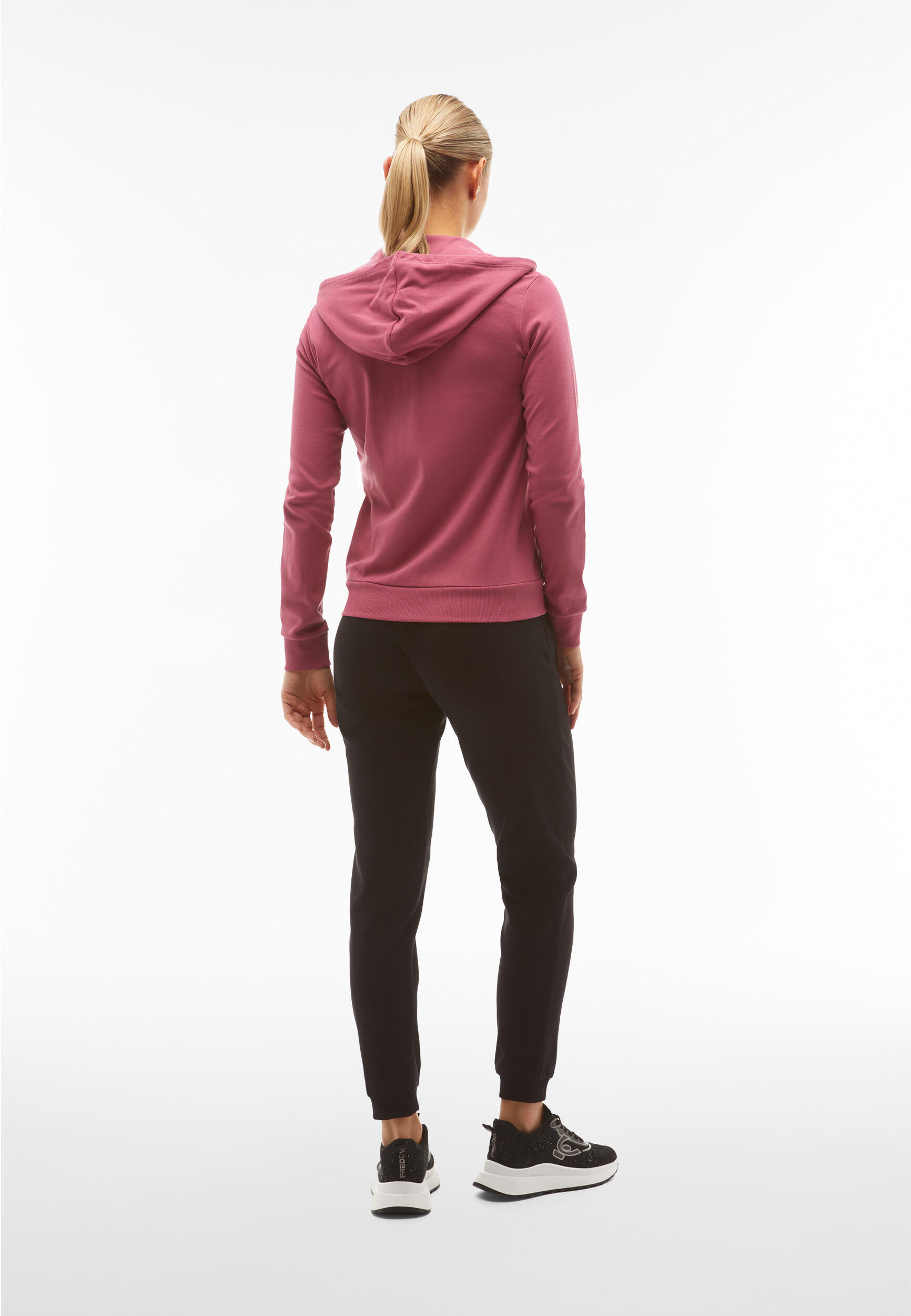 Tuta sportiva in interlock con felpa cappuccio e zip 3/5