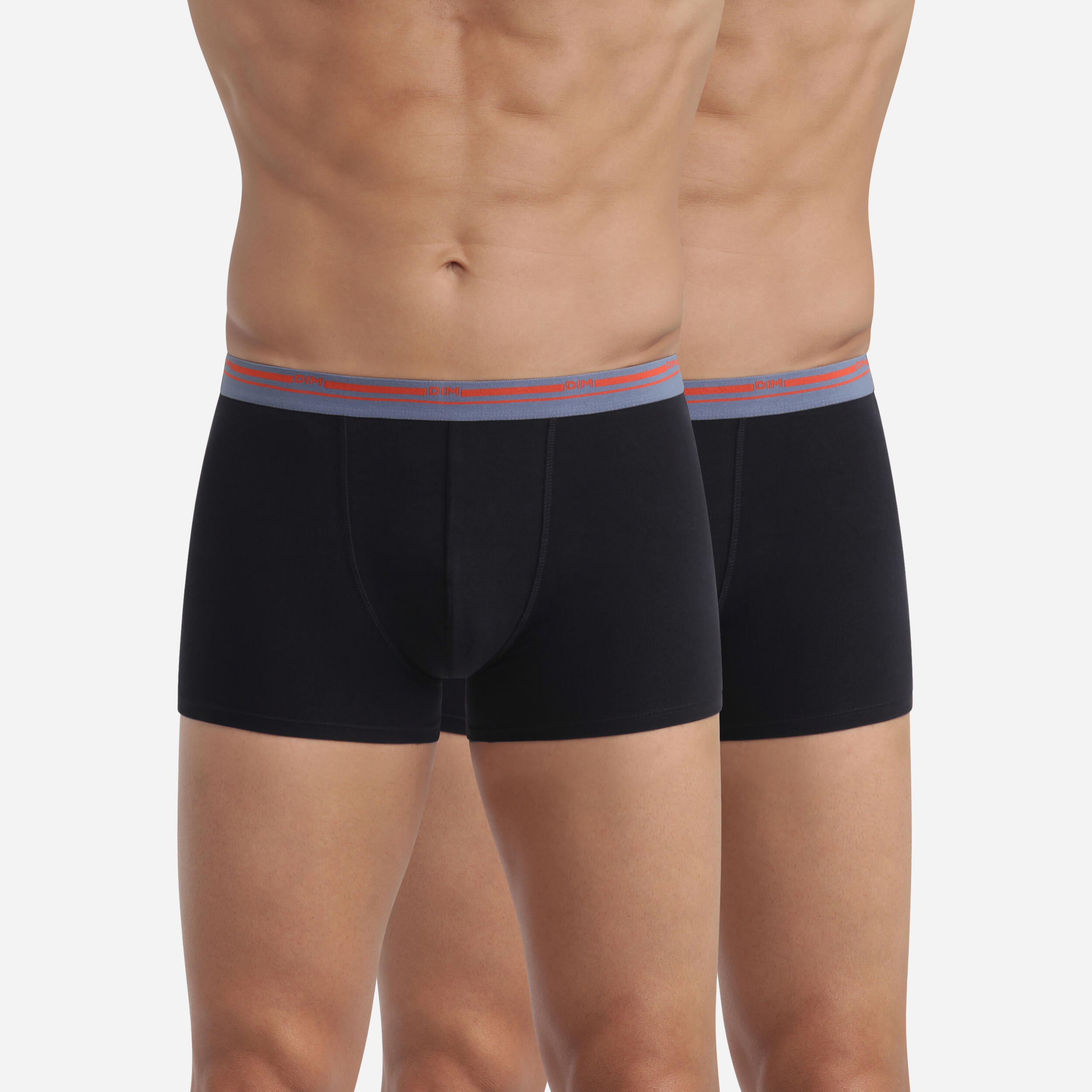 Dim - Lot De 2 Boxers Homme Coton Classic Colors - Caleçon - Gris|noir|rouge - 42 M/l - Decathlon