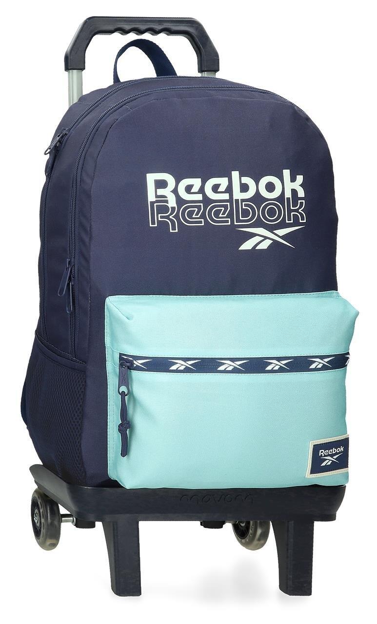 Mochila reebok andrew 44cm de dois compartimentos com carrinho azul marinho