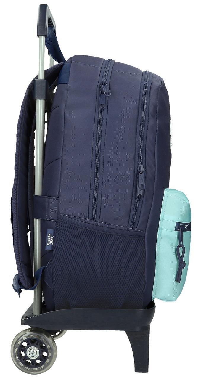 Mochila dos compartimentos chica Reebok Andrew 44cm con carro azul marino 3/4