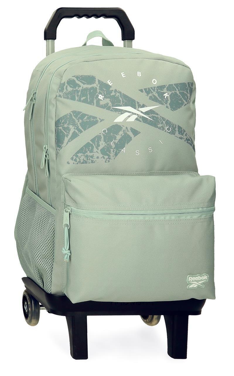 Mochila reebok trace de dois compartimentos 44cm com carrinho verde claro