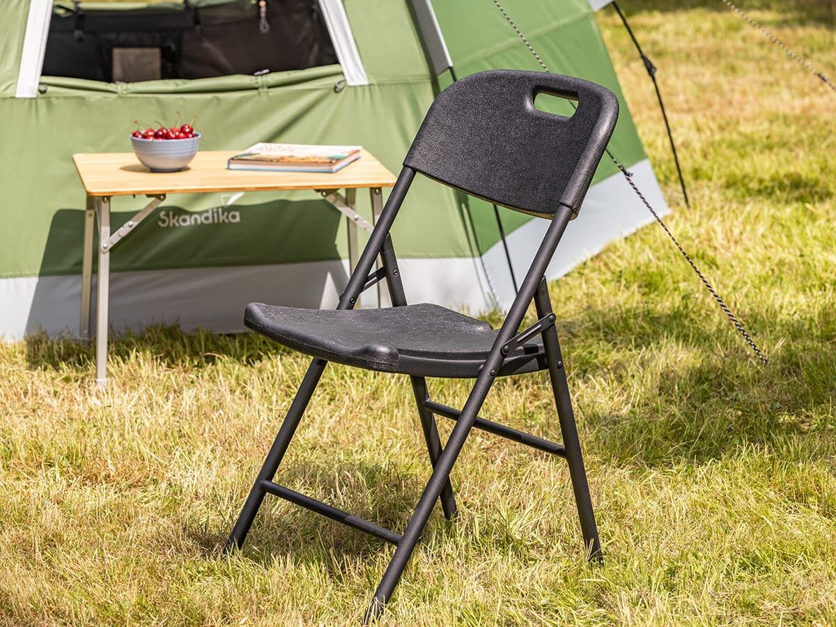 Sedia pieghevole Masi - Set da 4 in nero - Altezza seduta 45 cm - Leggera 6/7