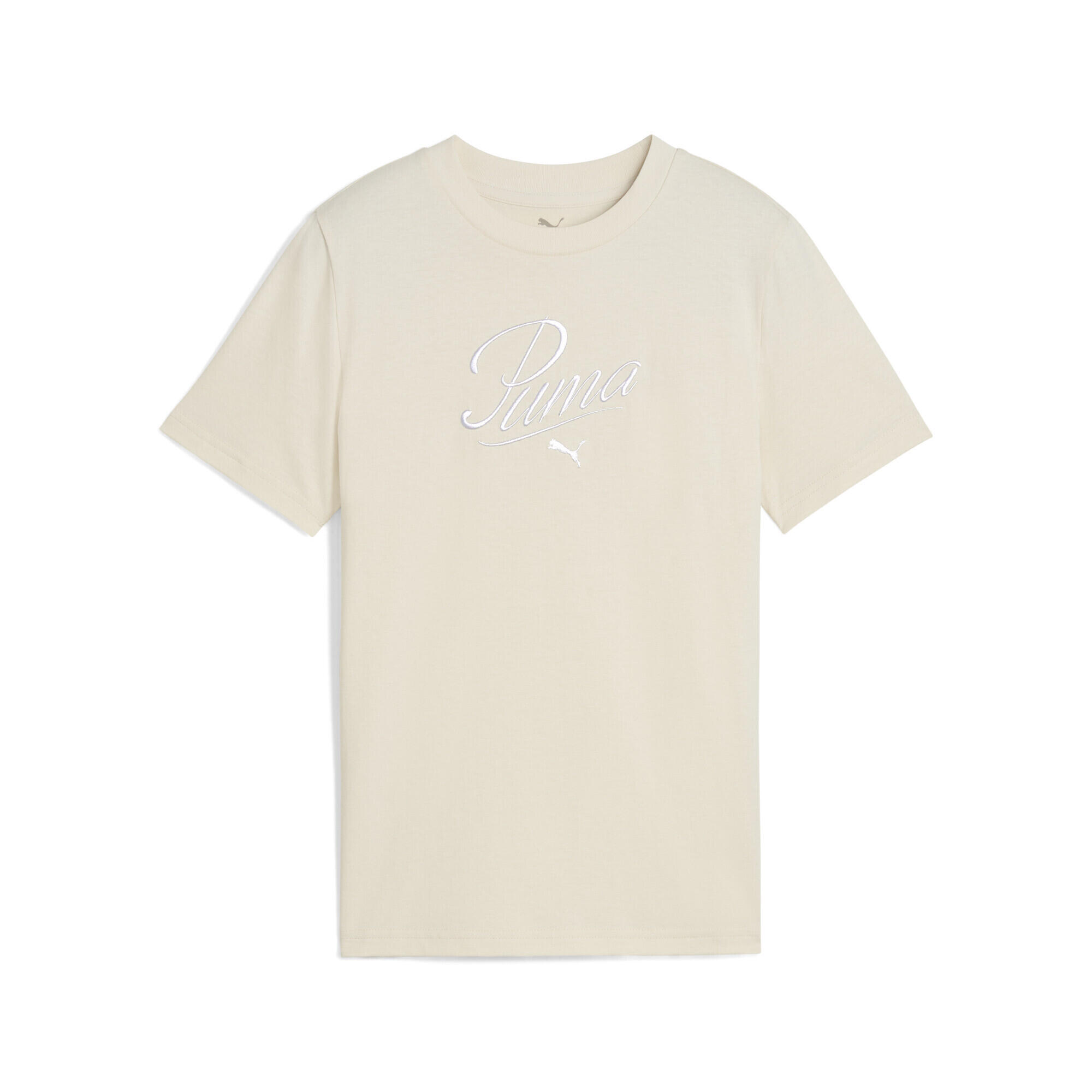 Młodzieżowa koszulka Essentials Script PUMA Alpine Snow White