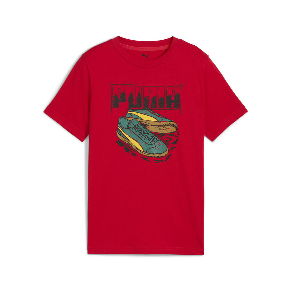Młodzieżowa koszulka z grafiką sneakersów PUMA For All Time Red