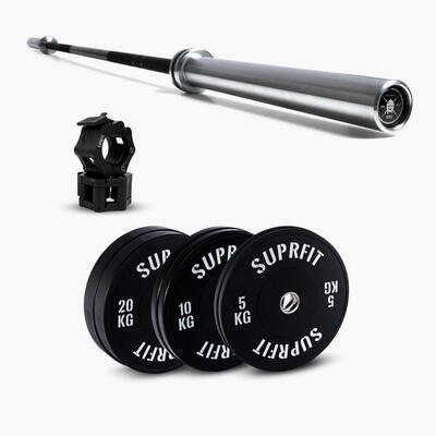 Suprfit econ white logo weightlifting sets - princess bar black