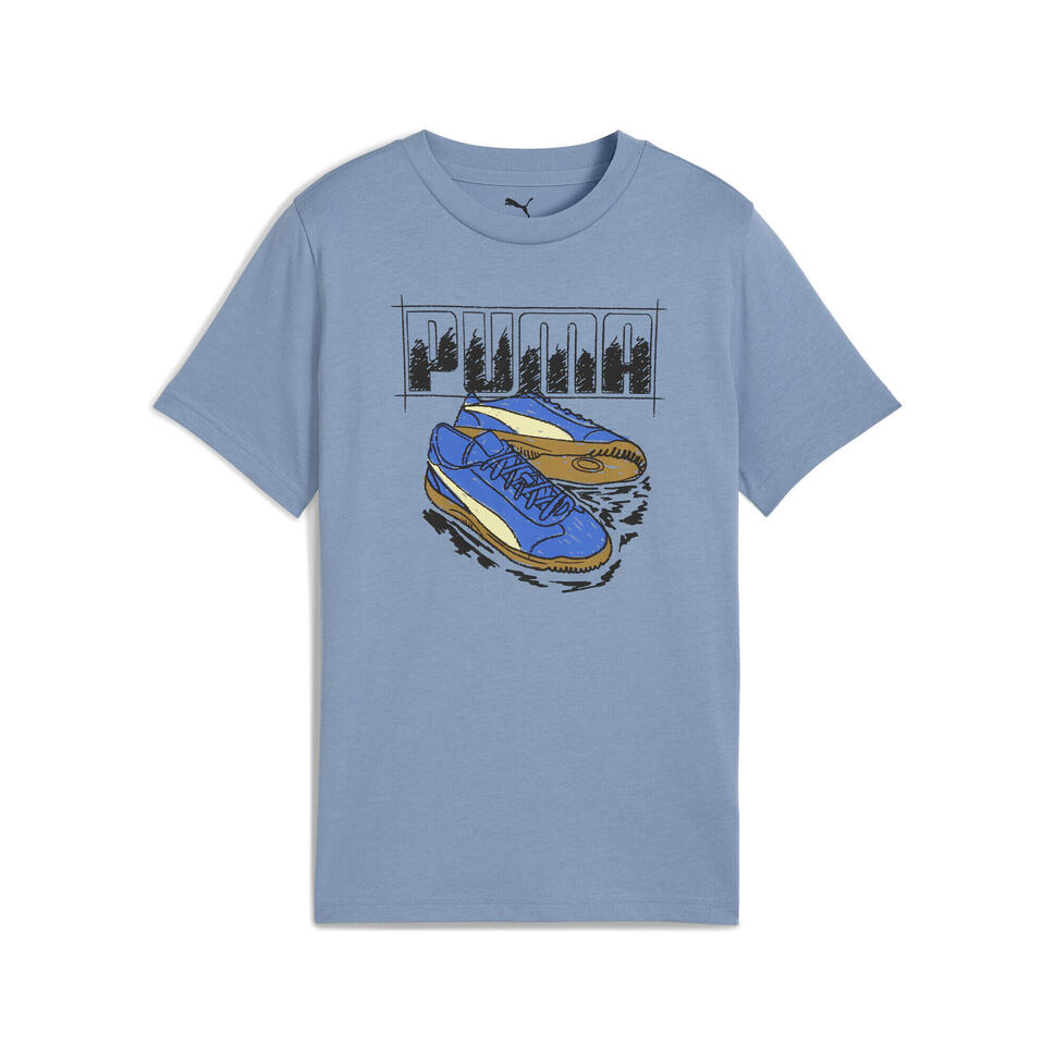 Młodzieżowa koszulka z grafiką sneakersów PUMA Cool Blue