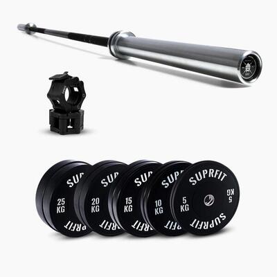 Suprfit econ white logo weightlifting sets - princess bar black
