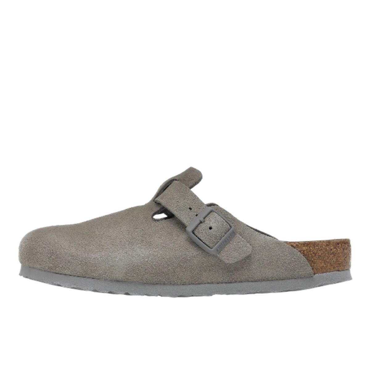 Birkenstock - Chaussures Boston Soft Footbed Suede Stone Coin - Sandales - Gris - Decathlon