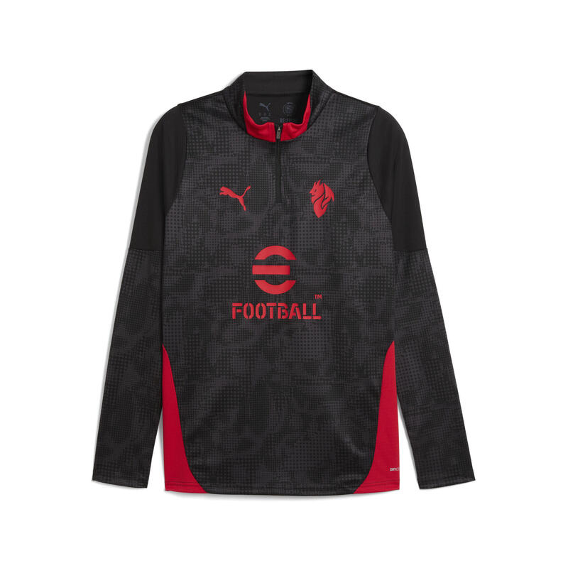 Tricou fotbal bărbați mâneci lungi, fermoar scurt Ac Milan 25/26, roșu PUMA